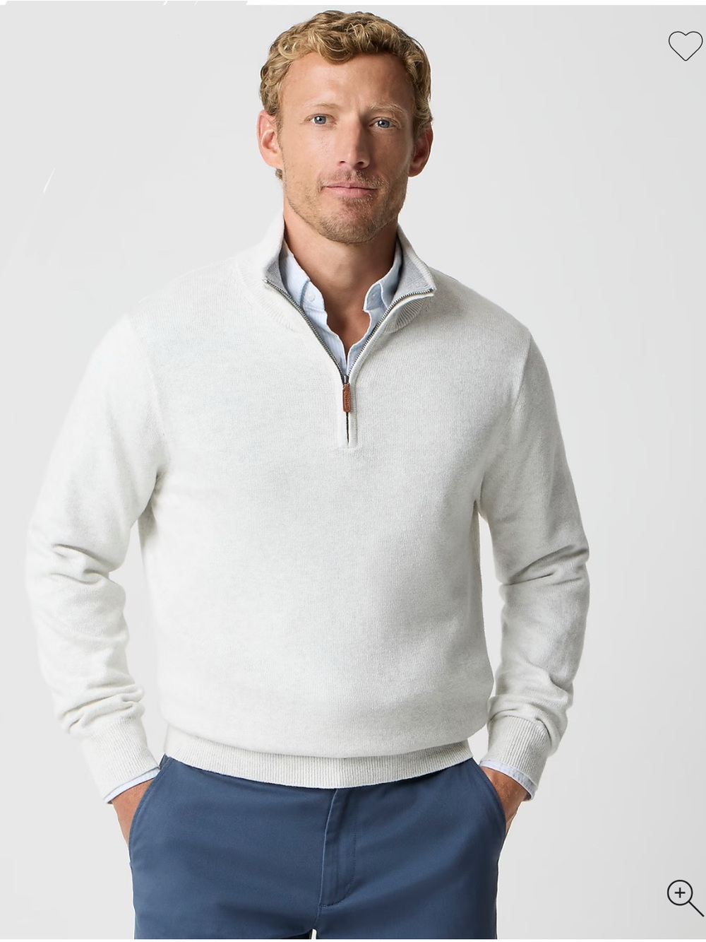 J. Crew Factory Men's Light Cream Half-Zip Sweater